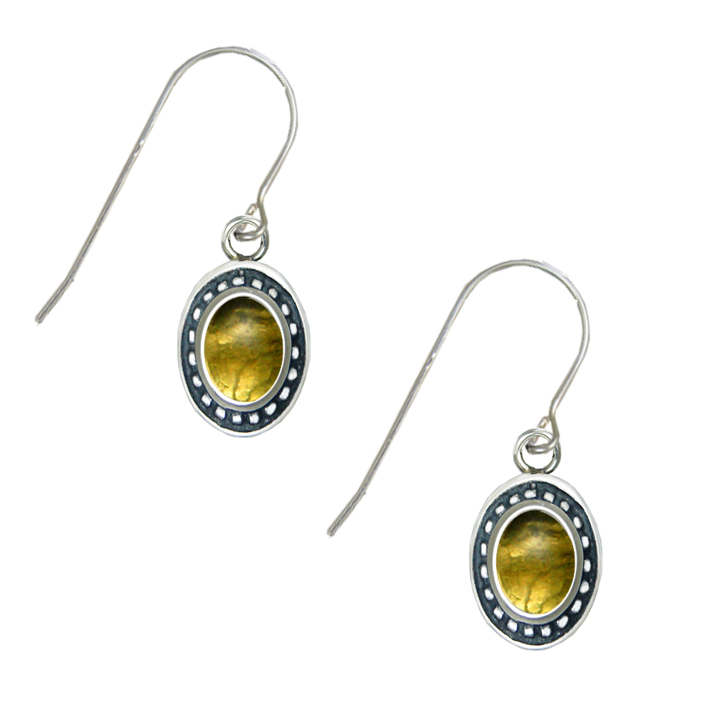 Sterling Silver Citrine Gemstone Drop Dangle Earrings